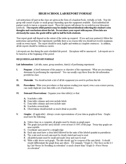 physics lab report format template