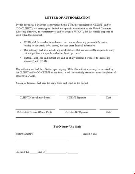 notarized letter template | authorization for a client | create a shall-specific notarized letter template