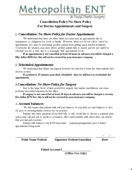 cancellation of doctor appointment: letter template & important information for patients template