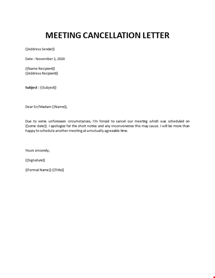 meeting cancellation letter template