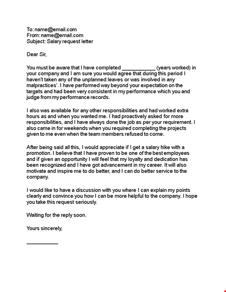 salary increase letter - company | email template for requesting salary raise template