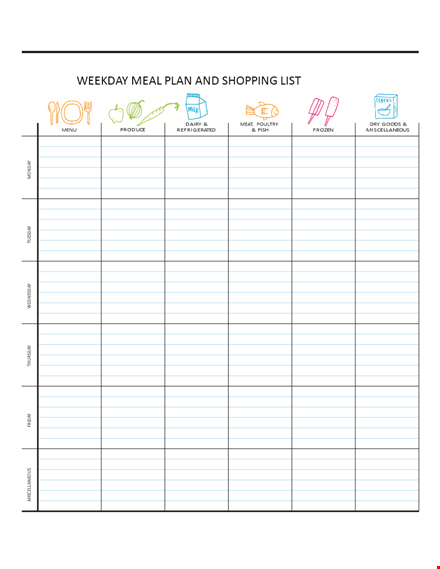 get organized with a weekday meal plan template | simplify shopping template