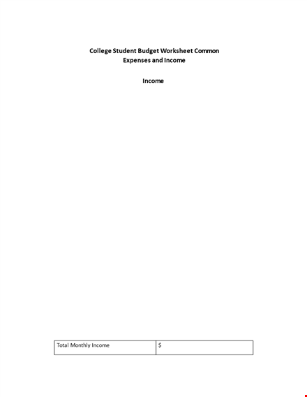 sample college budget worksheet template