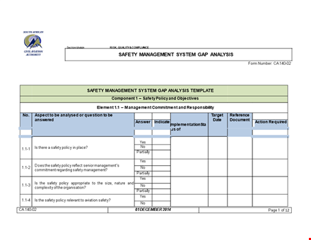 safety gap analysis template - assess and improve organizational safety performance template