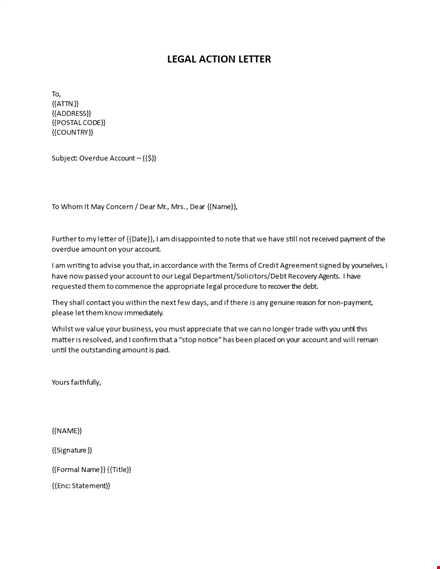 legal action letter template