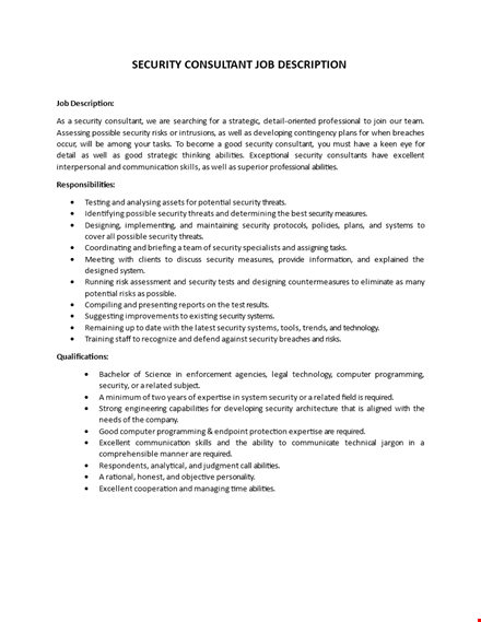 security consultant job description template