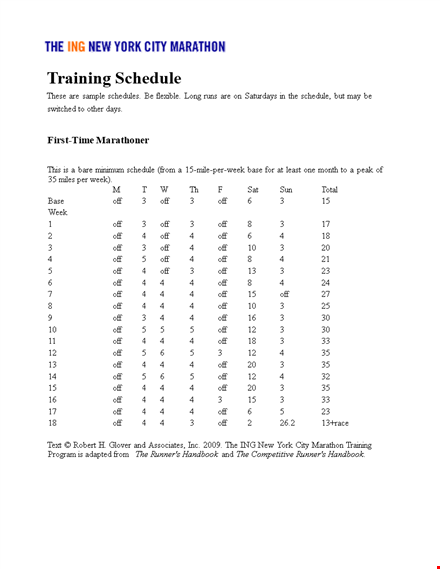 sample training for marathoners template