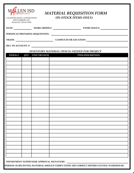 store material requisition form example template