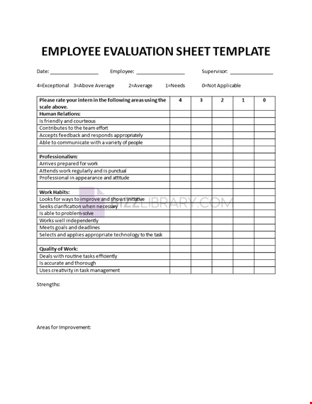 employee evaluation sheet template template