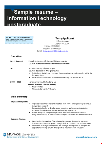 information technology graduate template