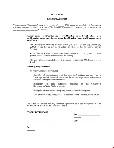 restaurant consulting agreement form template