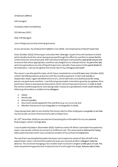 effective grievance letter to manager - expert template template