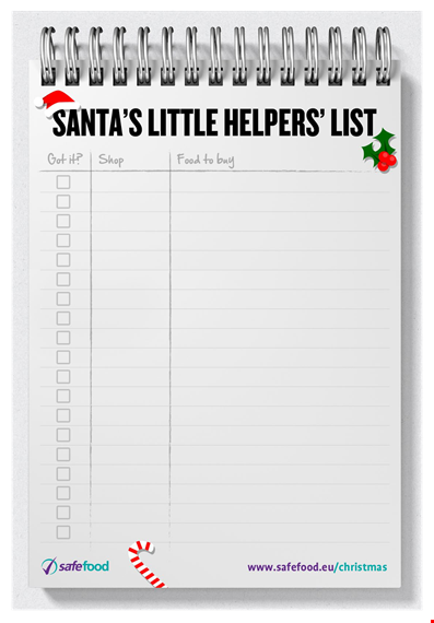 christmas food shopping list - everything you need for the holiday feast template