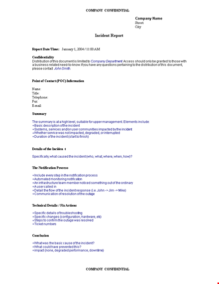 incident report template for effective business notification & incident details template