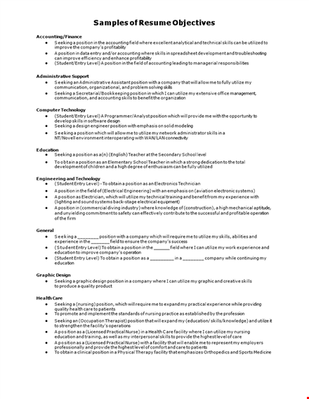 resume career objective template