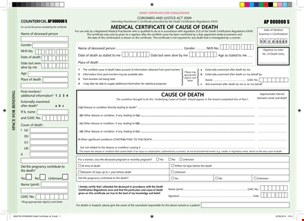death certificate template - create official certificates for medical records template