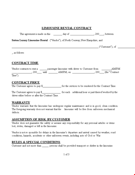 rental contract agreement template template