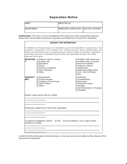 voluntary separation notice template