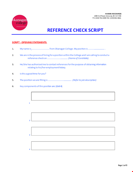 check job competencies of candidates with our reference check form template