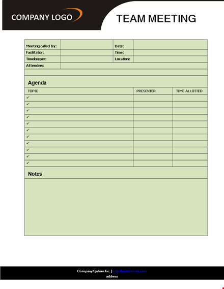 effective meeting agenda template - productive meetings template