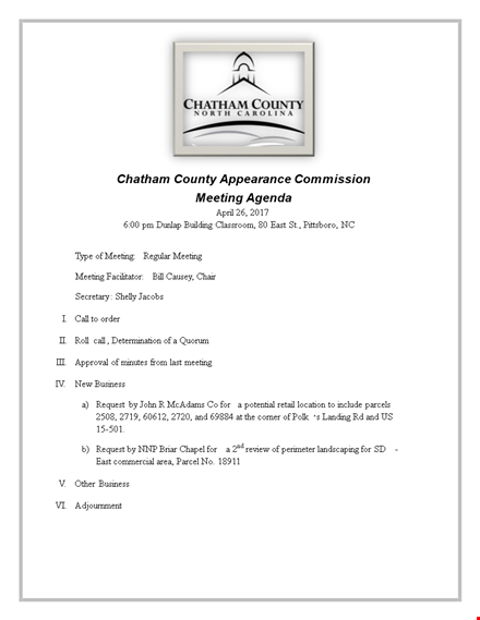 sample formal meeting agenda template