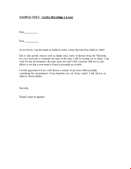 letter breaking a lease template