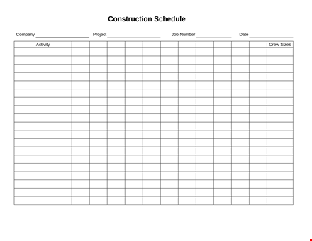 discover construction job activities & schedule template