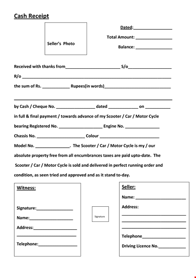 cash receipt sample template template