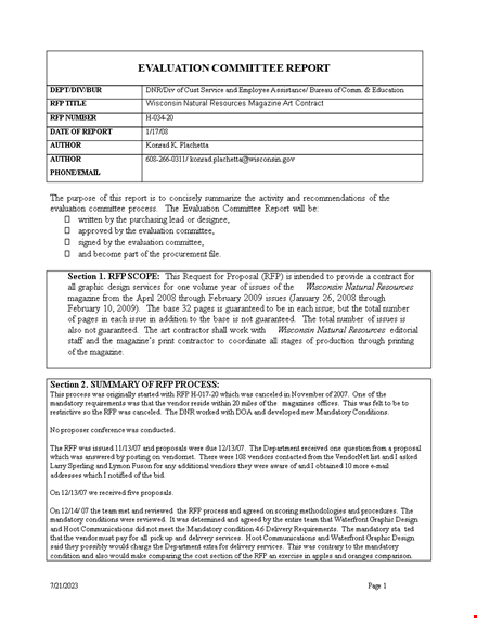 evaluation committee report template