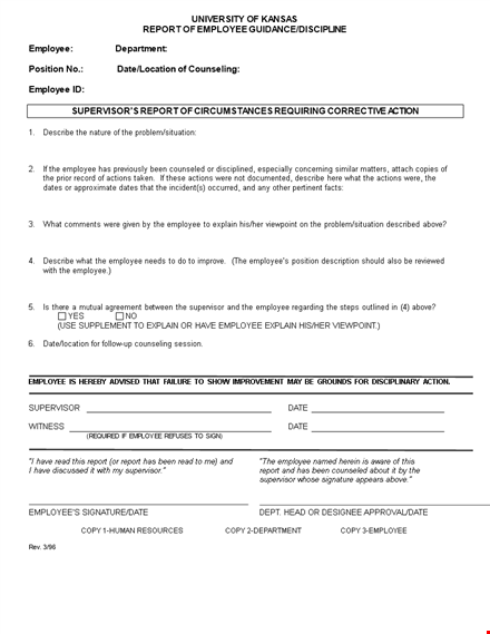 effective employee write up form - clearly describe issues and solutions | supervisor approved template
