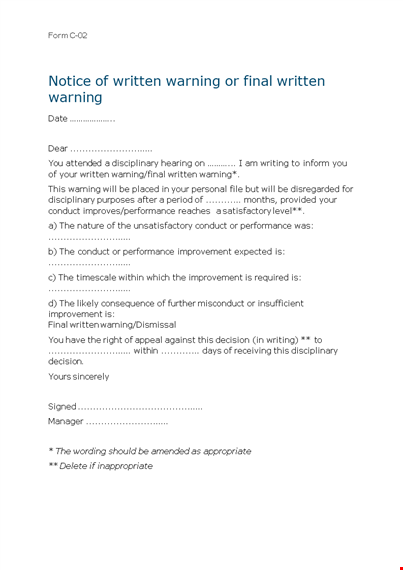 final written warning template