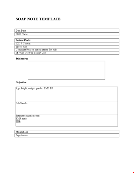 medical visit soap note template | easily document patient care template