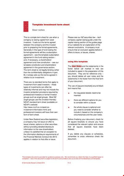 term sheet template