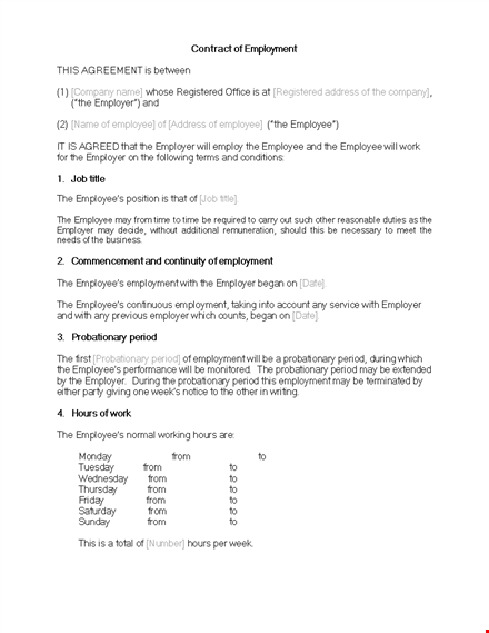 employment contract template for employers and employees template