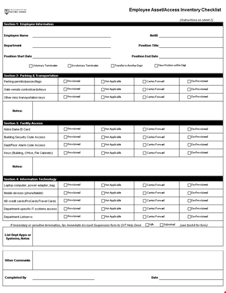 employee asset access inventory  template