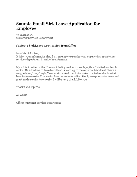 need a sick leave? use our convenient email application template