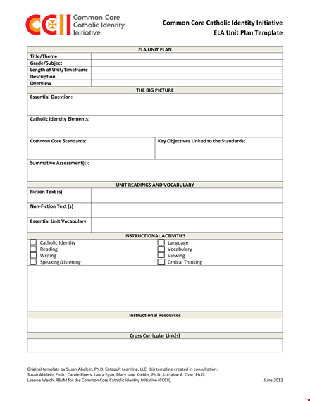 catholic identity: common unit plan template template