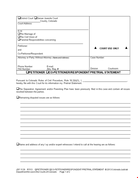 create a legal petition | easy-to-use template for court | party statement included template