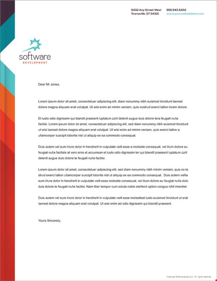 software company letterhead template word - copyright, stocklayouts, rights reserved template