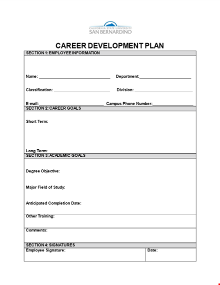 employee career development plan - setting goals and mapping out the path template