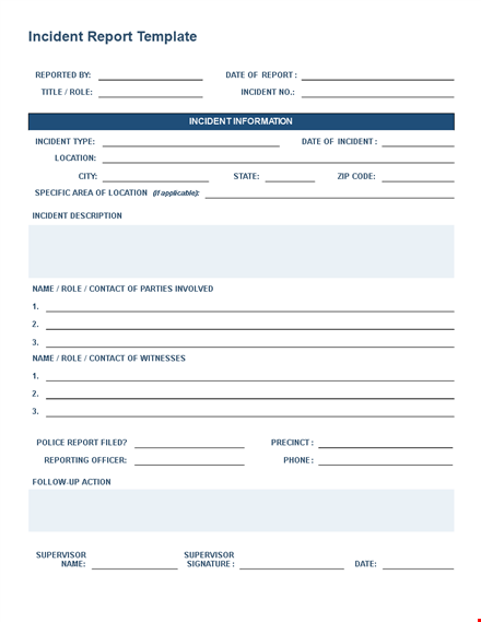 create professional incident reports with our police report template. template