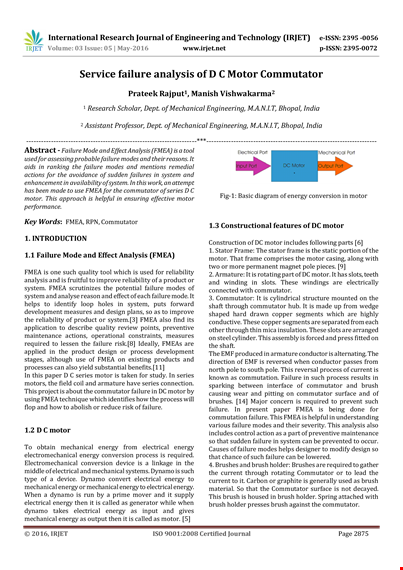service failure analysis template - analyzing system and motor failure with commutator template