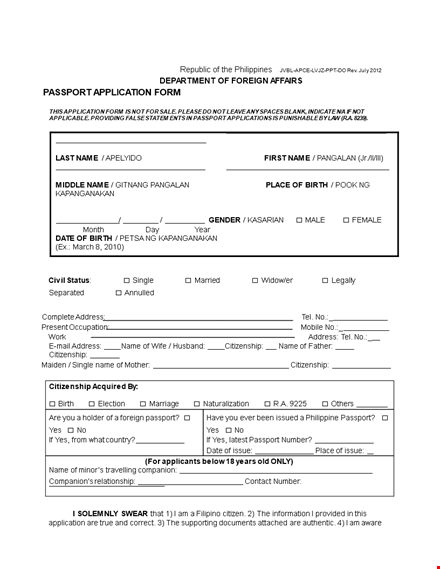 printable passport application - simplified process for passport application template