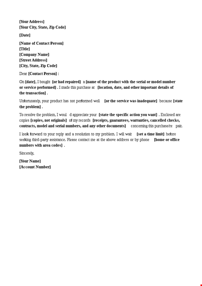product quality complaint letter template