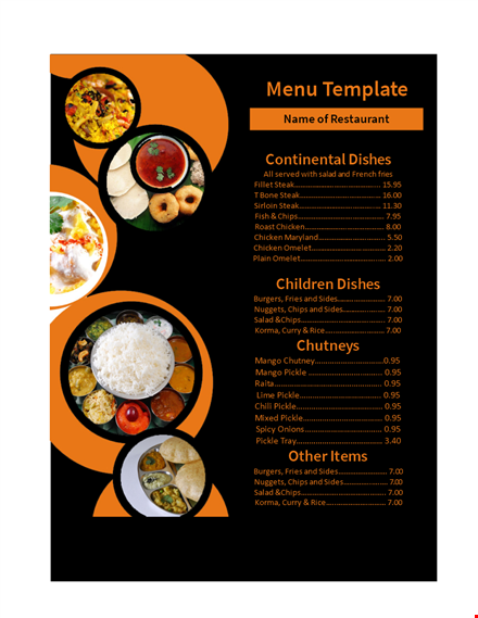 customize your meal with our menu templates template