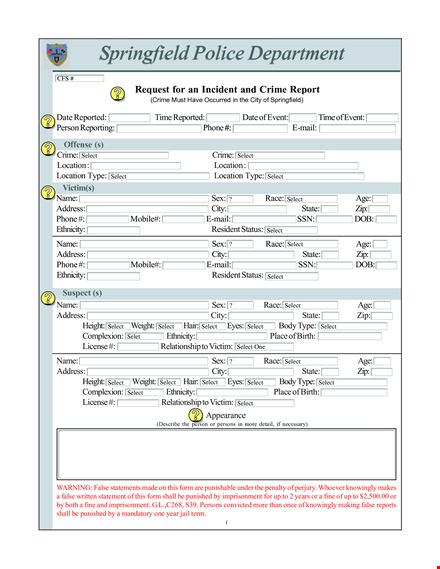 police crime report template template