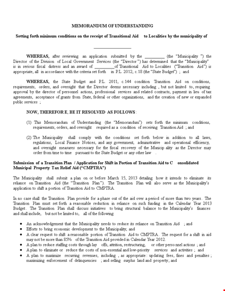 memorandum of understanding template for insurance between state and municipality template