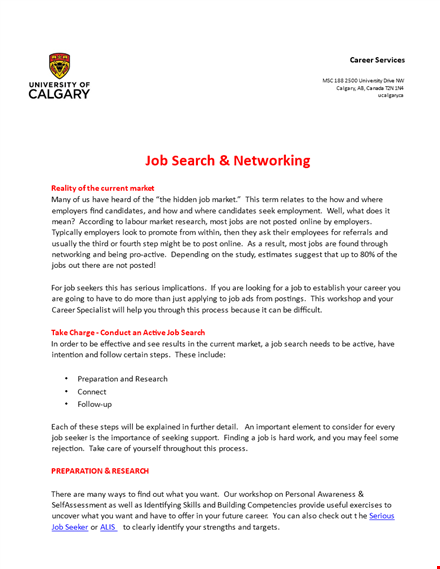 job search networking email template