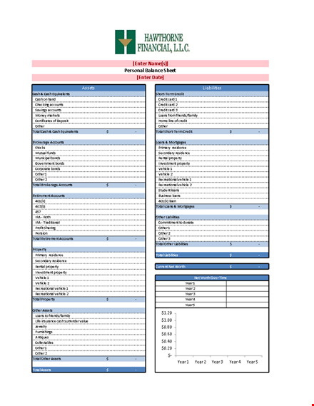 sample personal balance sheet template template