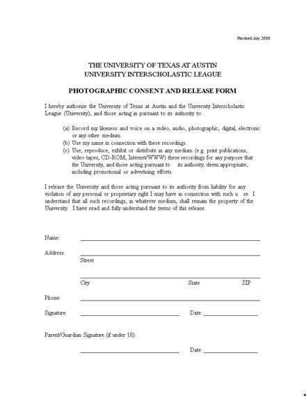 university photo release form - release your photos hassle-free template